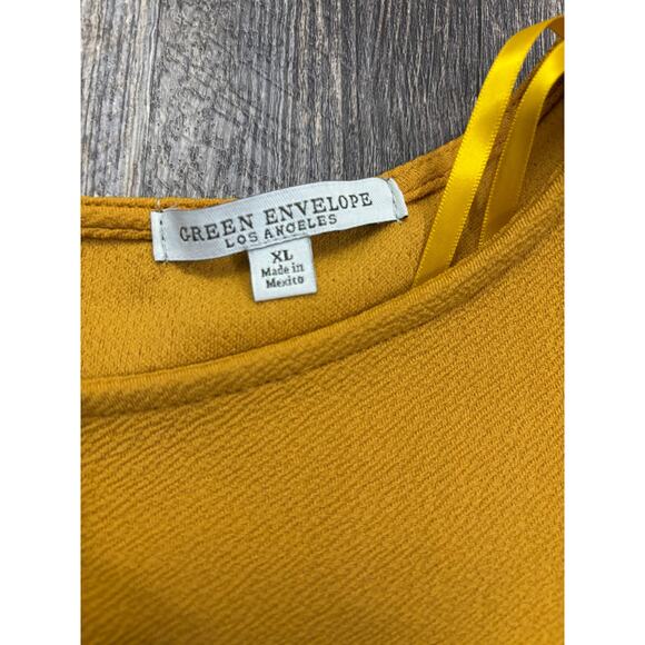 Green Envelope Los Angeles Mustard Bell Sleeve Blouse XL - Picture 4 of 6